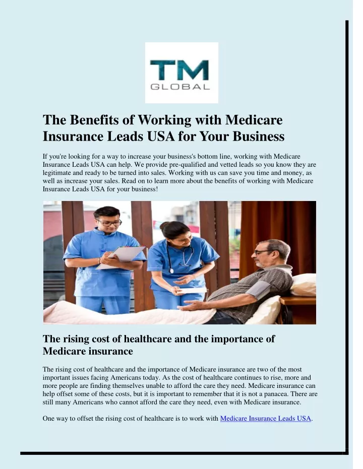 the benefits of working with medicare insurance