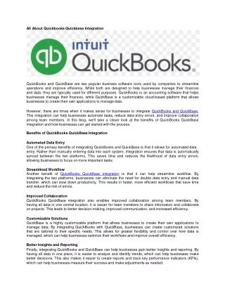 What is quickbooks quickbase integration?
