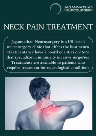 Neck Pain Treatment At Jagannathan Neurosurgery