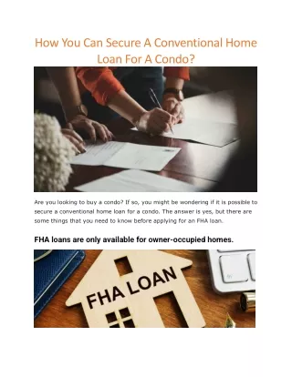 how you can secure a conventional home loan