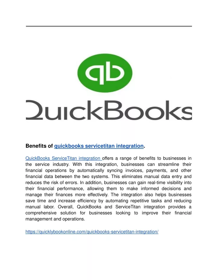 benefits of quickbooks servicetitan integration