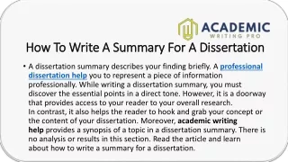 how to write a summary for a how to write