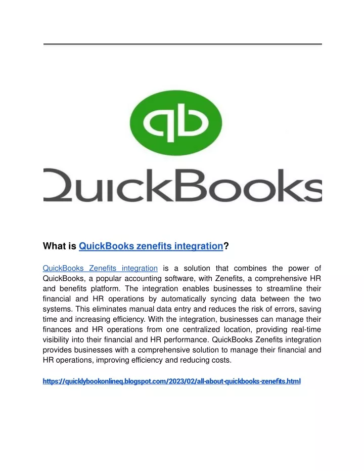 what is quickbooks zenefits integration