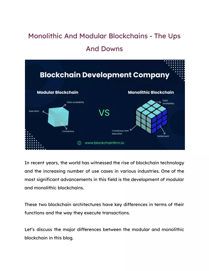 monolithic and modular blockchains the ups
