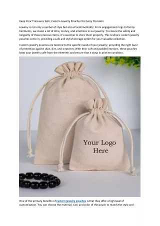 Keep Your Treasures Safe Custom Jewelry Pouches for Every Occasion