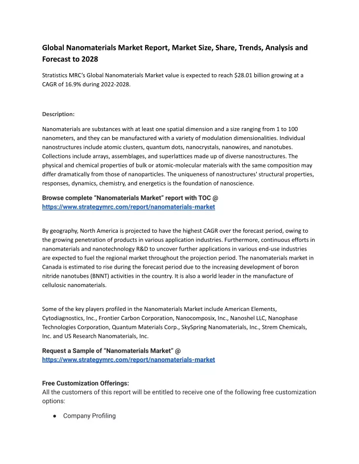 global nanomaterials market report market size