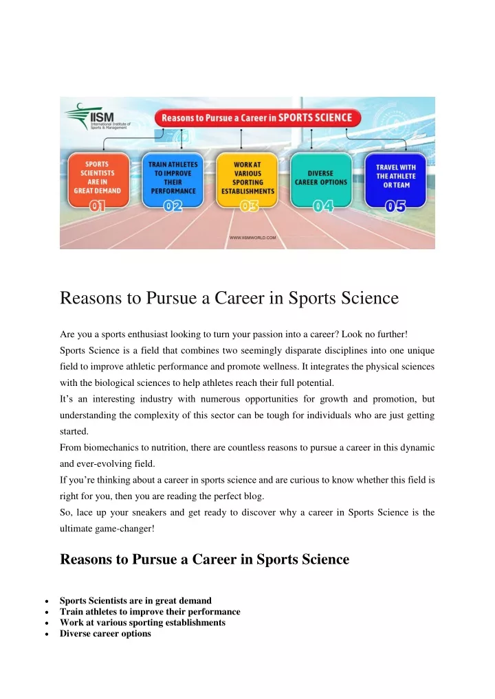 reasons to pursue a career in sports science