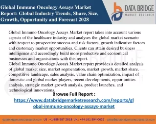 global immuno oncology assays market report