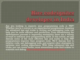 Hire codeigniter developer in India