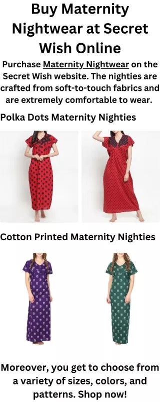 Buy Maternity Nightwear at Secret Wish Online