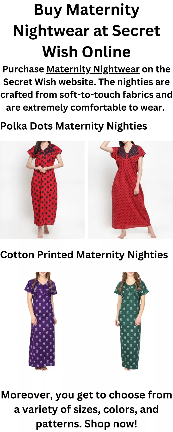 buy maternity nightwear at secret wish online