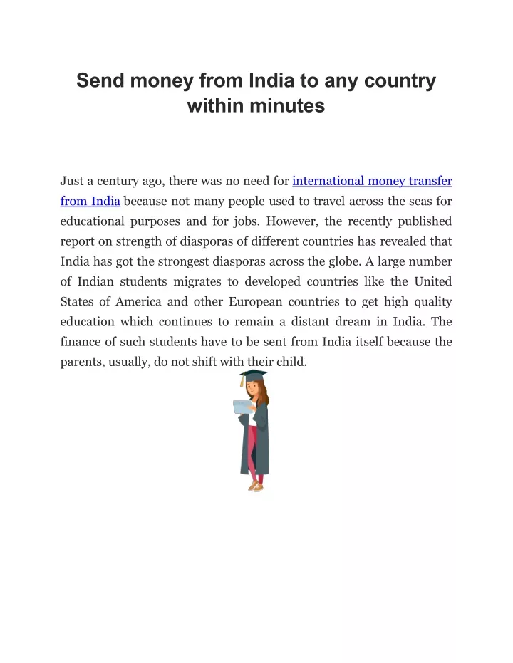 send money from india to any country within