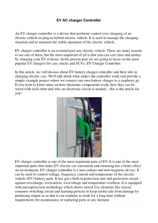 EV AC charger Controller