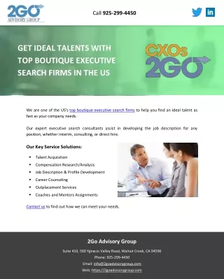 GET IDEAL TALENTS WITH TOP BOUTIQUE EXECUTIVE SEARCH FIRMS IN THE US