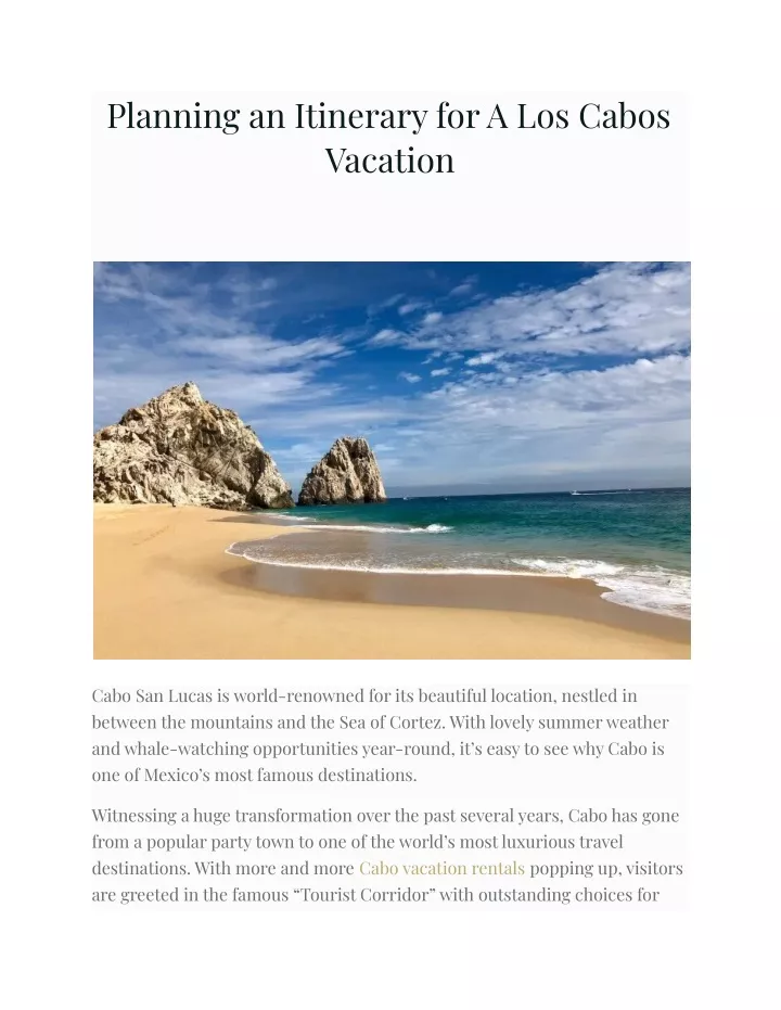 planning an itinerary for a los cabos vacation