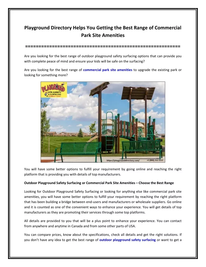 playground directory helps you getting the best
