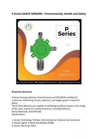 P Series GAXCE SENSORS - Environmental, Health and Safety