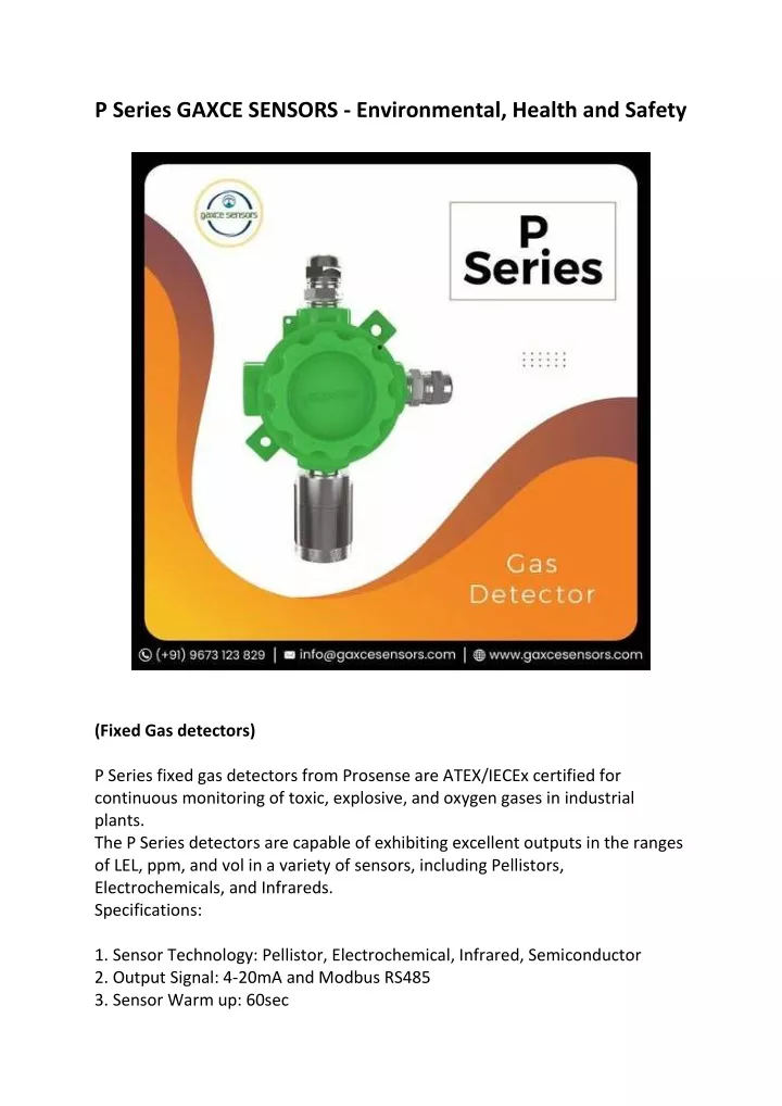 p series gaxce sensors environmental health