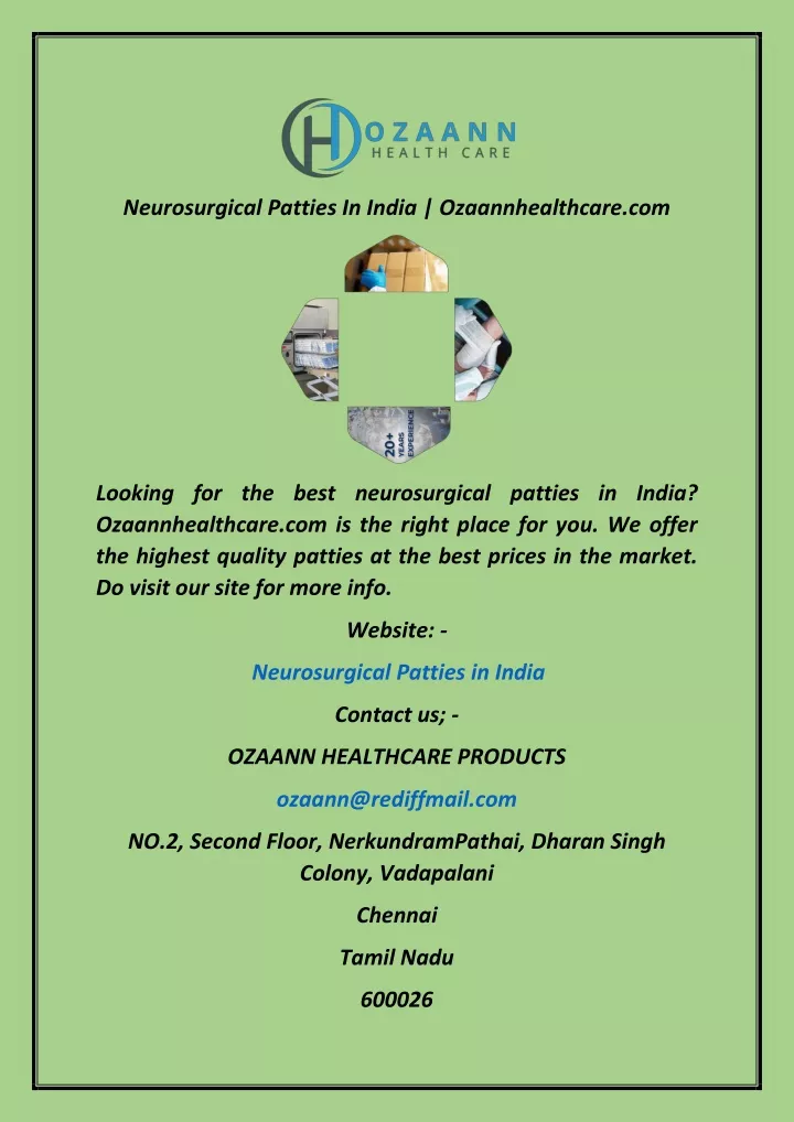 neurosurgical patties in india ozaannhealthcare