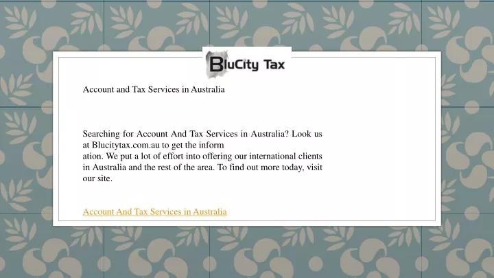 account and tax services in australia searching