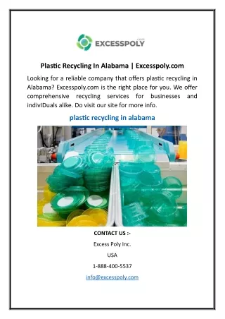 Plastic Recycling In Alabama  Excesspoly.com