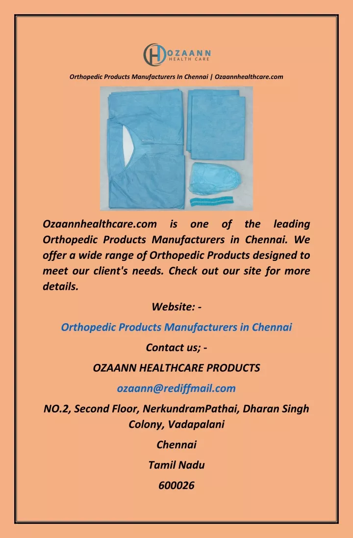 orthopedic products manufacturers in chennai