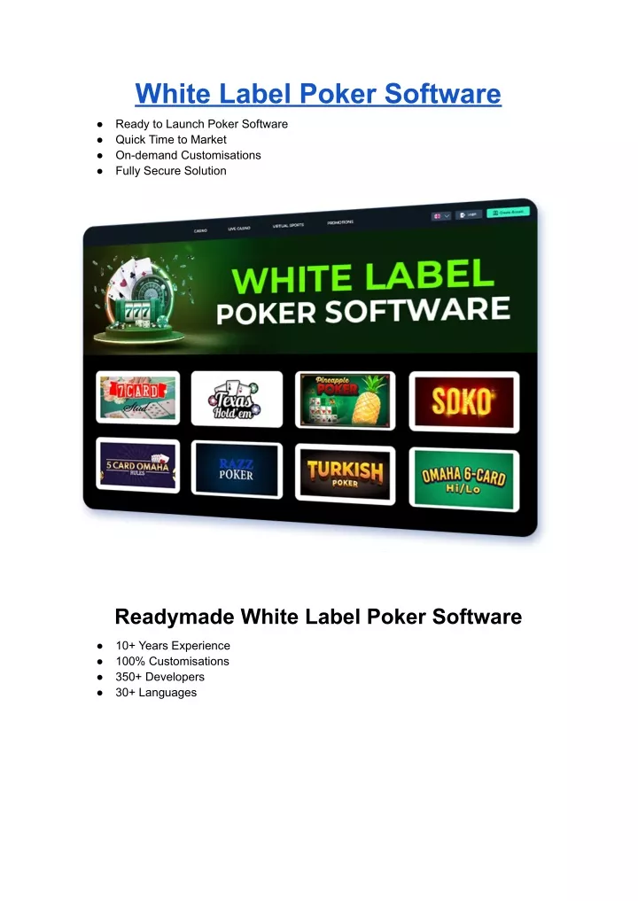 white label poker software