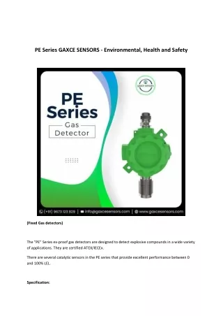 PE Series GAXCE SENSORS - Environmental, Health and Safety