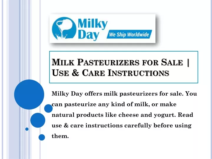 milk pasteurizers for sale use care instructions