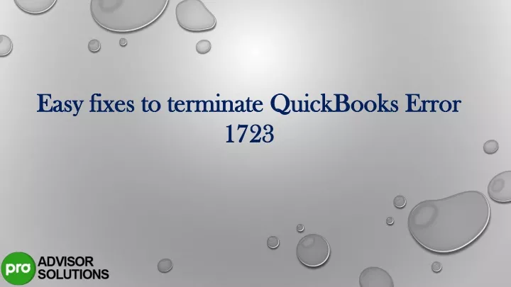 easy fixes to terminate quickbooks error 1723