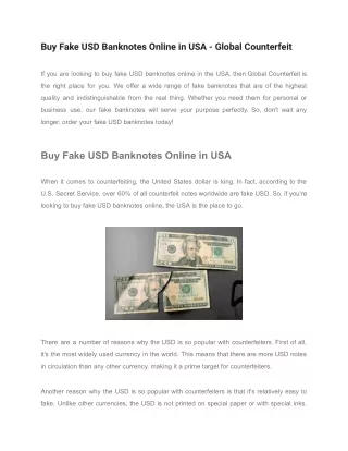 Buy Fake USD Banknotes Online in USA - Global Counterfeit