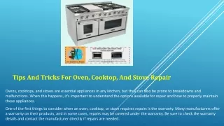 Tips and Tricks for Oven, Cooktop, and Stove Repair