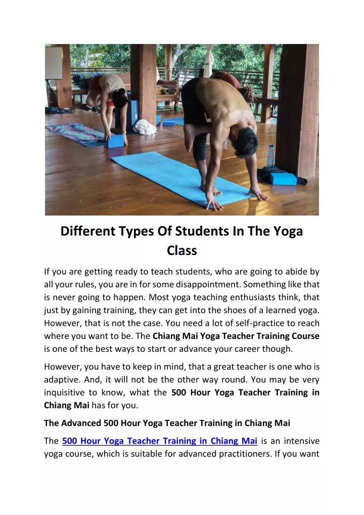 different types of students in the yoga class