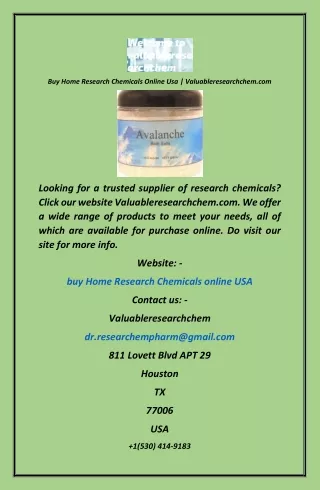 Buy Home Research Chemicals Online Usa  Valuableresearchchem