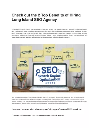 Check out the 2 Top Benefits of Hiring Long Island SEO Agency