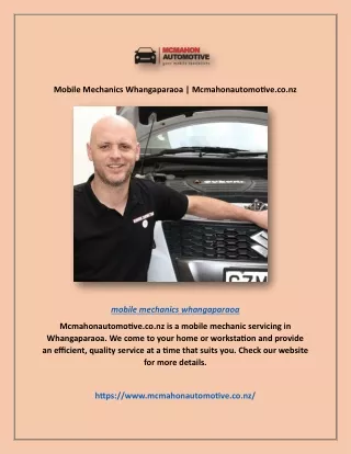 Mobile Mechanics Whangaparaoa | Mcmahonautomotive.co.nz