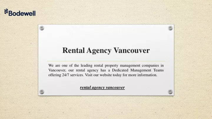 rental agency vancouver