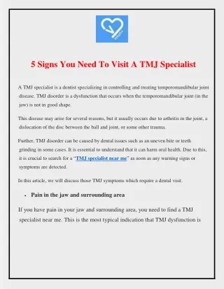 5 Signs You Need To Visit A TMJ Specialist