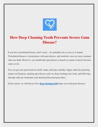 How Deep Cleaning Teeth Prevents Severe Gum Disease