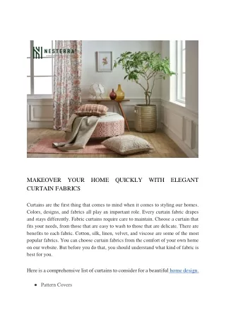 MAKEOVER YOUR HOME QUICKLY WITH ELEGANT CURTAIN FABRICS