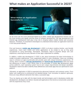 What makes an Application Successful in 2023?