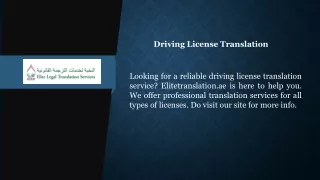 Driving License Translation   Elitetranslation.ae