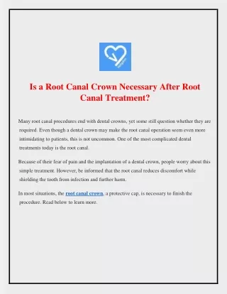 Is a Root Canal Crown Necessary After Root Canal Treatment