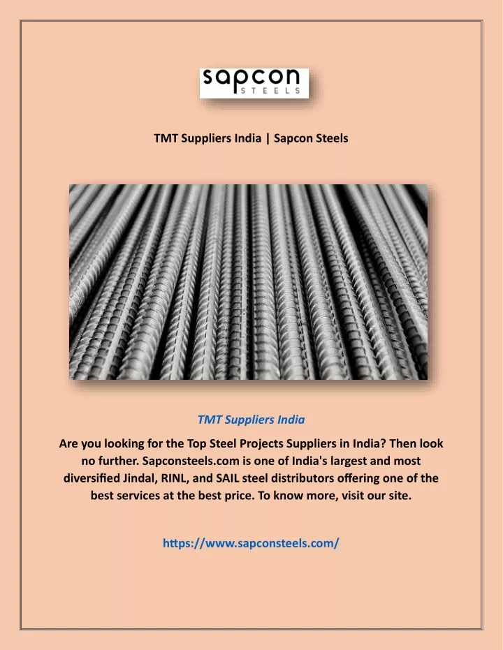 tmt suppliers india sapcon steels