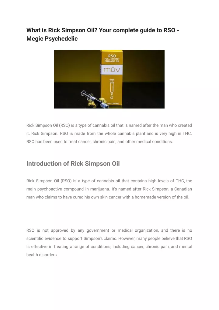 what is rick simpson oil your complete guide