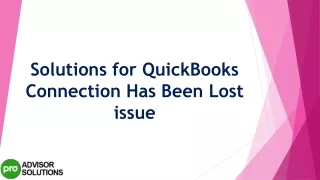 solutions for quickbooks connection has been lost issue