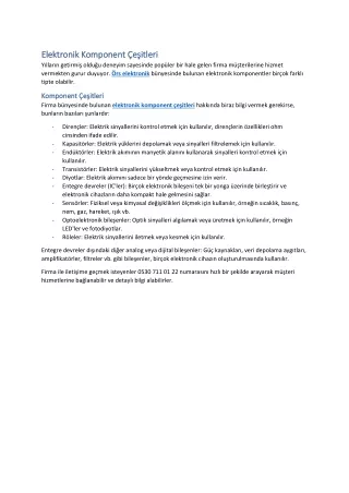 elektronik elektronik komponent e itleri