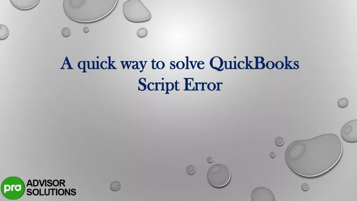 a quick way to solve quickbooks script error