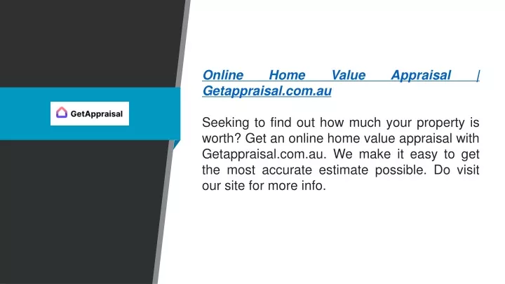online home value appraisal getappraisal