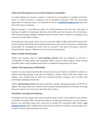 Stellar Web Hosting Services for Better Uptime & Scalability
